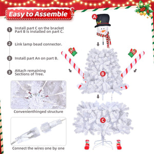 6.5FT Pre-lit Artificial Christmas Tree Snowman Shape with 140 LED Lights