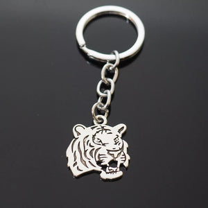 Tiger Head Growl Zoo Africa Animal Silver Pendant Keychain Key Chain Gift