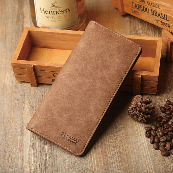 Men's Bifold Leather Breast Pocket Card Holder Suit Purse Long Wallet Checkbook