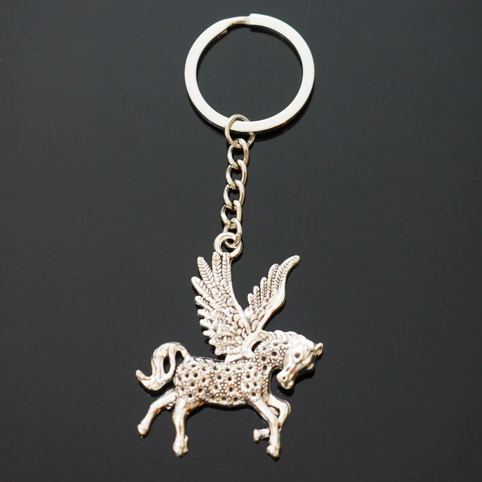 Pegasus Winged Horse Wings Silver Pendant Keychain Key Chain Gift