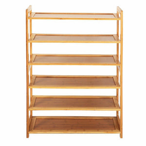 6 Layers Bamboo Shelf Tier 6 Wood Home Furniture Entryway Storage Rack Shoe