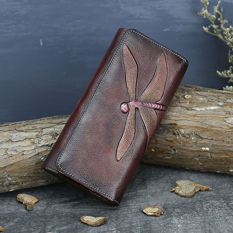 Women's Genuine Leather Credit Card Checkbook Long Wallet Clutch Billfold