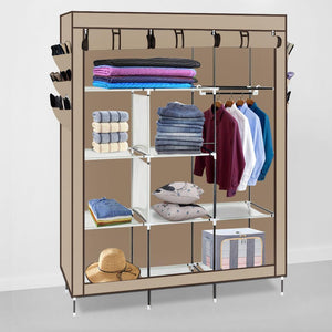 69" Wardrobe Unit Portable Closet Storage Organizer Clothes w/Shelf Fabric Cover