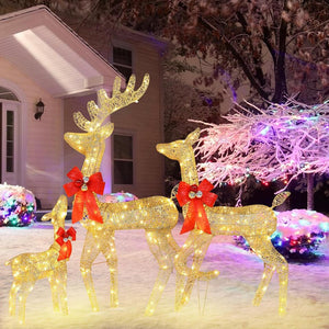 Christmas Lighted Reindeer Family Decoration Deer Set Indoor Outdoor Lawn Decor