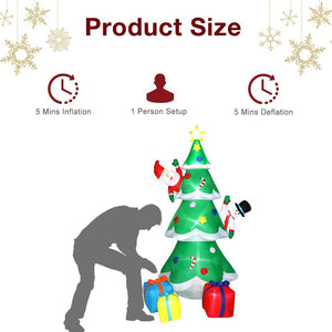 8FT Inflatable Christmas Tree with Led Lights Blow Up Santa Claus Snowman Décor