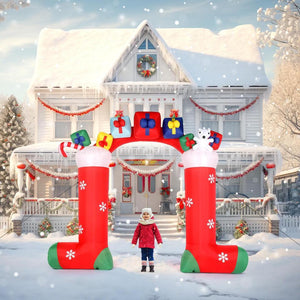 9FT Christmas Inflatables LED Lights Christmas Sock Arch Outdoor Decorations