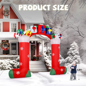 9FT Christmas Inflatables LED Lights Christmas Sock Arch Outdoor Decorations