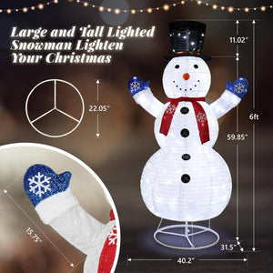 6FT Lighted Pop-Up Snowman Outdoor Christmas Decoration with 200 LED Lights