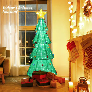 6FT Pre-Lit LED Pop-up Christmas Tree 200 LED lights Pre-Decorated Quick & Easy