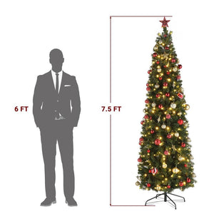 7.5FT Pre-lit Artificial Christmas Tree Automatic Tree with 350 LED Light