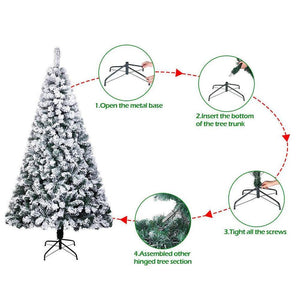 7FT Artificial Christmas Tree Fiber Optic PVC Season Ornament Metal Stand White