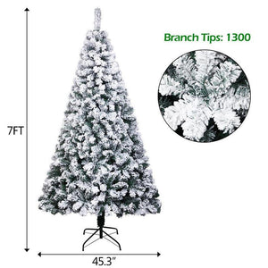 7FT Artificial Christmas Tree Fiber Optic PVC Season Ornament Metal Stand White