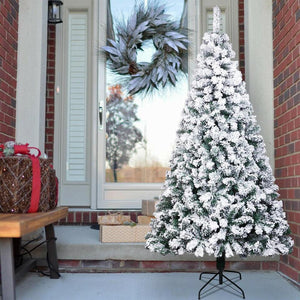 7FT Artificial Christmas Tree Fiber Optic PVC Season Ornament Metal Stand White