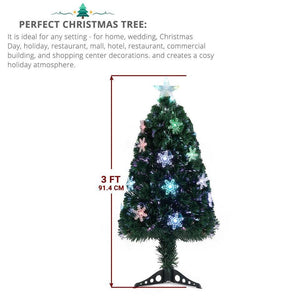 3FT Pre-lit Artificial Christmas Tree Snowflakes Xmas Tree Holiday Decor