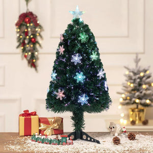 3FT Pre-lit Artificial Christmas Tree Snowflakes Xmas Tree Holiday Decor