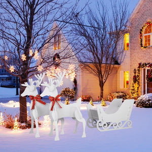 3-Piece 5ft Deer & Sleigh Silhouette Set Outdoor Christmas Yard Decor White