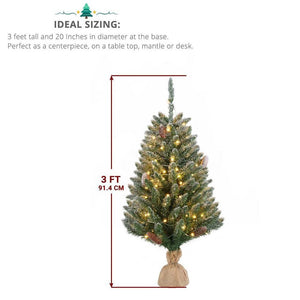 3FT Pre-lit Artificial Christmas Tree 100 LED Light Xmas Tree Holiday Decor