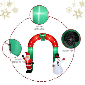 8FT Christmas Inflatables Arch with Santa & Snowman Blow up Outdoor Decorations