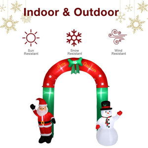 8FT Christmas Inflatables Arch with Santa & Snowman Blow up Outdoor Decorations