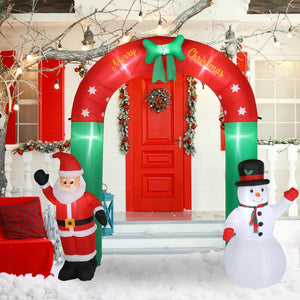 8FT Christmas Inflatables Arch with Santa & Snowman Blow up Outdoor Decorations