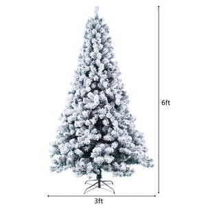 High Quality 6Ft Snow Flocked Artificial Christmas Tree W/ 550 Lights Indoor Out