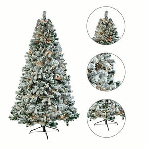 High Quality 6Ft Snow Flocked Artificial Christmas Tree W/ 550 Lights Indoor Out