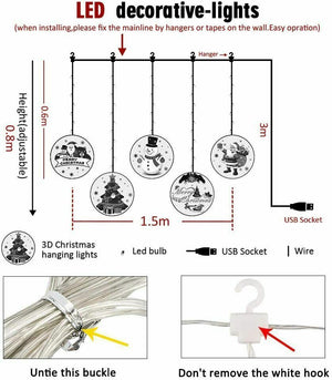 9.8ft Christmas String Lights LED Fairy Hanging 3D Lights USB Home Xmas Decor