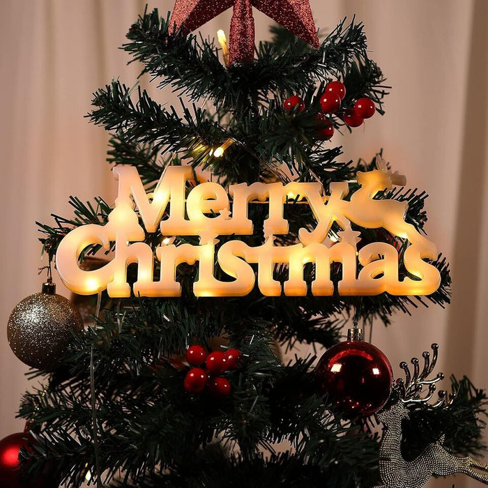 Merry Christmas Sign Lighted 11"Battery Powered (Not Include)Warm White Ornament