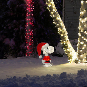 18 Inch Pre-Lit LED Snoopy Santa Indoor/Outdoor Holiday Decoration