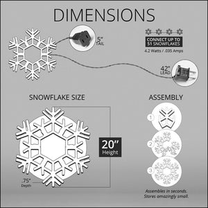 20” Warm White LED Christmas Snowflake Outdoor Hanging Folding Decor