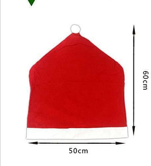 4 PC Holiday Christmas Dining Chair Back Covers, Santa Hat Festive Decorations