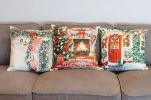 Set of 4 Christmas Holliday Decorations Pillow Covers 18''x18''