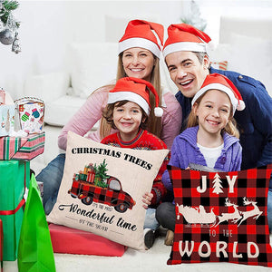 4PCS 18x18 Inch Christmas Red Short Plush Fabric Throw Pillow Cushion Covers