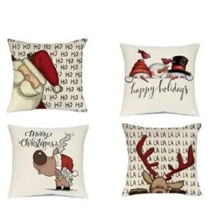 4 Pack Christmas Cushion Covers, Christmas Decoration 18x18 Throw Pillow Cases