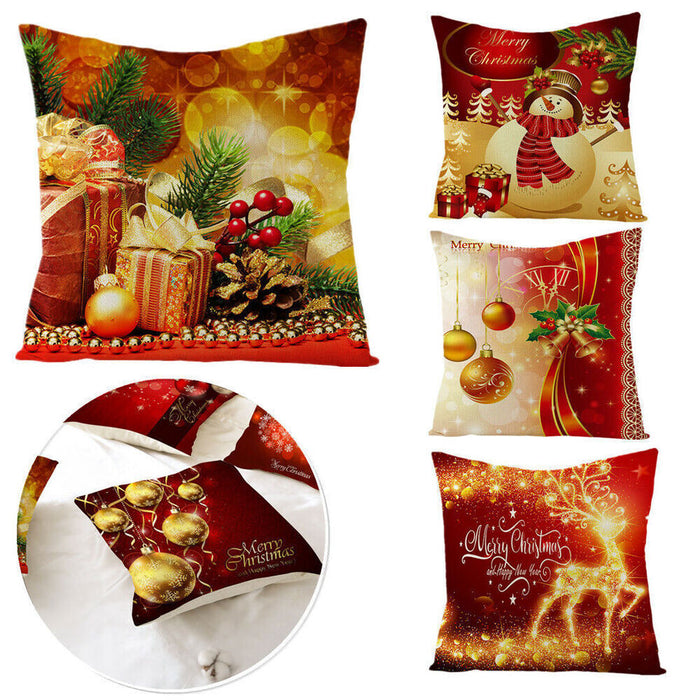 4PC Christmas Pillow Case Cover Sofa Pillowcase Cushion Cover Home Decoration