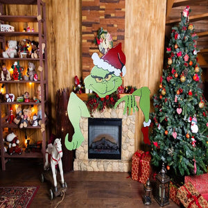 Christmas Fence Peeker Yard Garden Decoration Grinch Gift