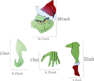 Christmas Fence Peeker Yard Garden Decoration Grinch Gift