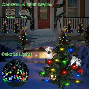 4 Packs Solar Christmas Garden Stake Lights Xmas Tree Outdoor Decor 20 LED Lamp