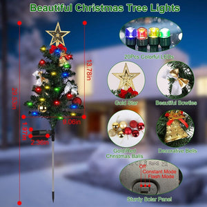 4 Packs Solar Christmas Garden Stake Lights Xmas Tree Outdoor Decor 20 LED Lamp