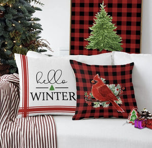 Set of 4 Christmas Holiday Throw Pillow Covers Decor 17"x17"