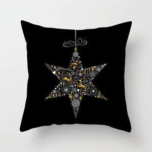 Christmas Black Gold Throw Pillow Covers 18"X18" Short Plush Holiday Decoration