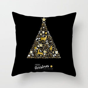 Christmas Black Gold Throw Pillow Covers 18"X18" Short Plush Holiday Decoration