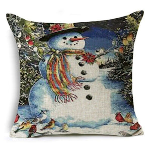 Winter Snowman Christmas Holiday Throw Pillow Covers 18"x18"