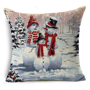 Winter Snowman Christmas Holiday Throw Pillow Covers 18"x18"