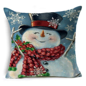 Winter Snowman Christmas Holiday Throw Pillow Covers 18"x18"