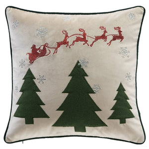 18" x 18" Santa Pass By Christmas Tree Pillow Cover, 1 Piece