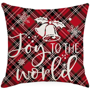 Christmas Holiday Throw Pillow Covers 18"x 18" Linen Throw Pillow Cases Set of 4