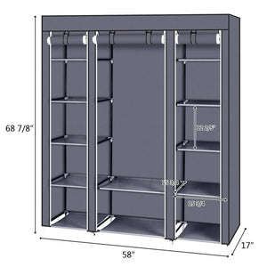 69" Closet Wardrobe Clothes Rack Storage Organizer Shelf Durable Steel Tube