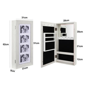 Wall Mounted Mirrored Jewelry Cabinet Armoire Storage Organizer Home Decor White