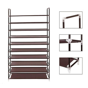 Shoe Rack Organizer Storage Shoes Shelves Coffee 10 Tier 50 Pairs Standing